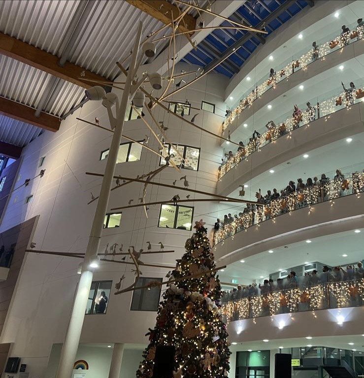 A picture of the light display inside Alder Hey