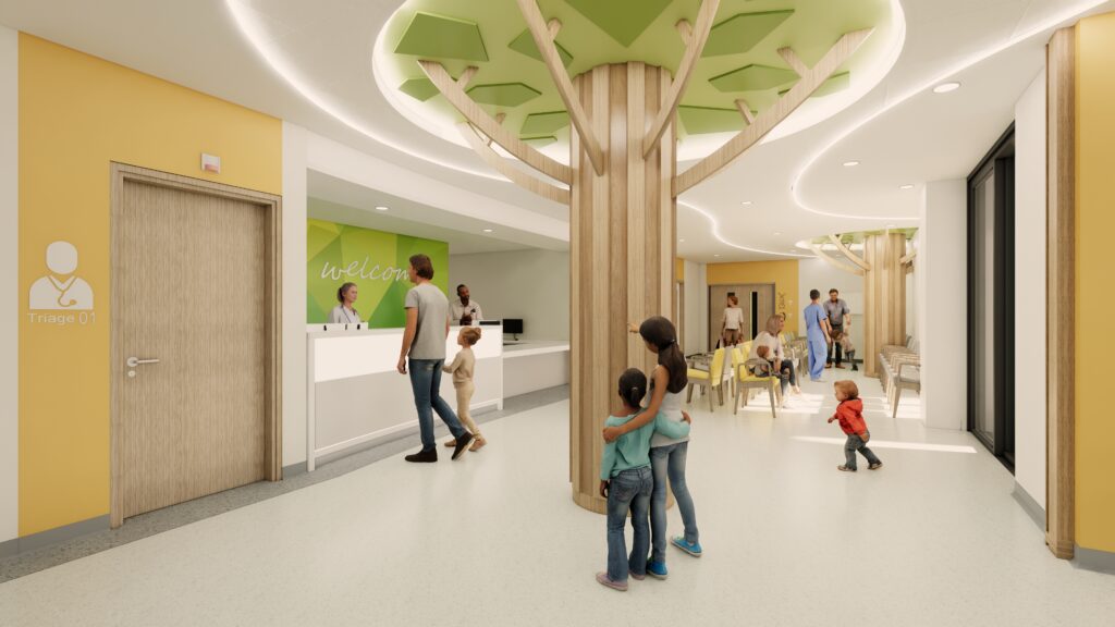 An artist impression of the new A&E entrance at Alder Hey