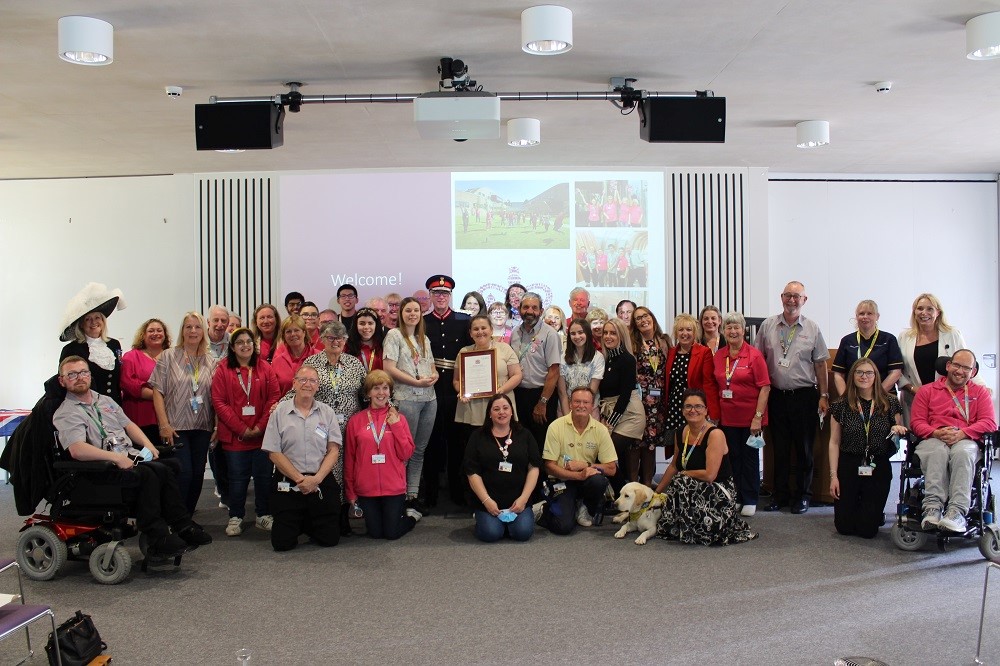 Our volunteers with the Queen's Award for Volunteering Services