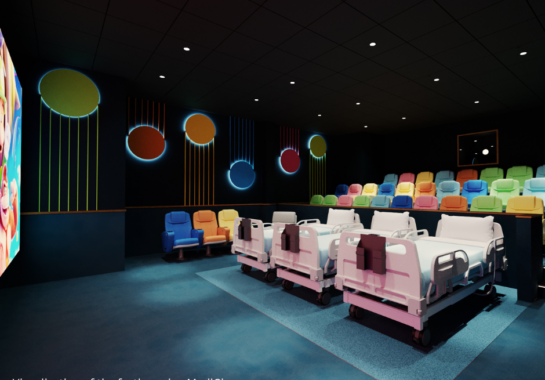 Visualisation of the forthcoming MediCinema at Alder Hey Children's Hospital with caption