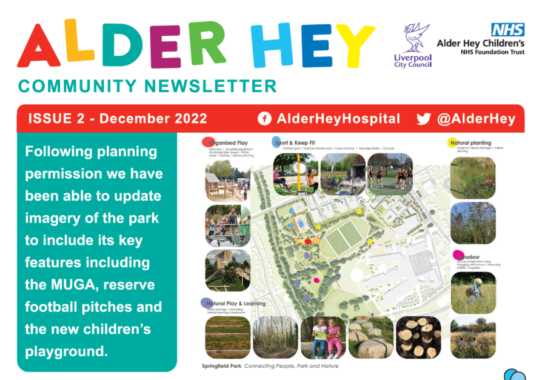 A screenshot of the December 2022 Alder Hey community newsletter